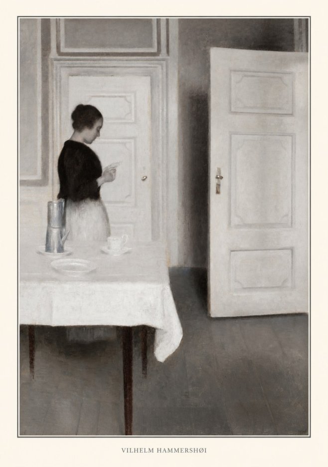Vilhelm Hammershøi Interior with a Woman Reading a Letter No4 - Juliste