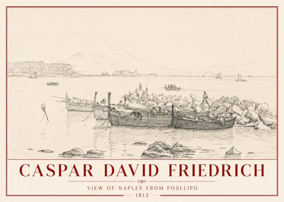Caspar David Friedrich View of Naples from Posillipo No6 - Juliste