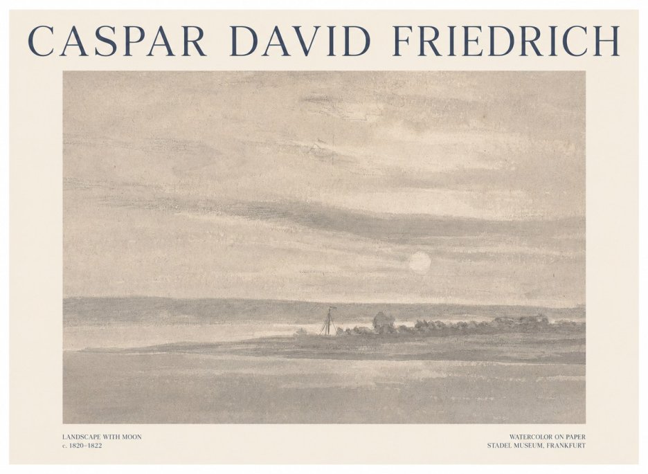 Caspar David Friedrich Landscape with Moon No1 - Juliste