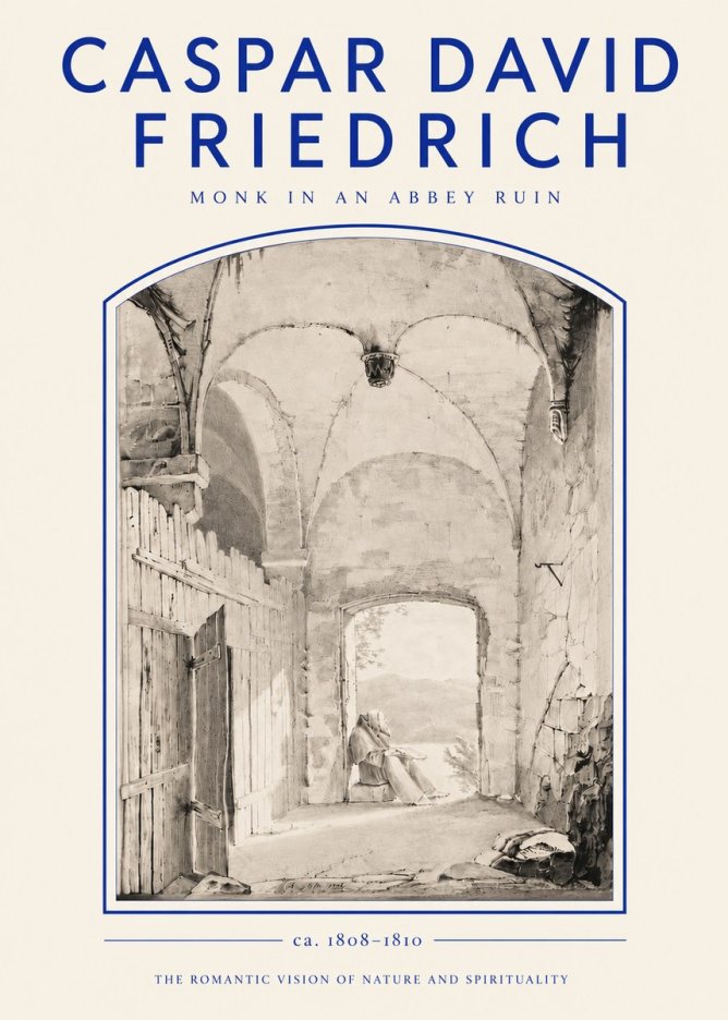 Caspar David Friedrich Monk in an Abbey Ruin No3 - Juliste