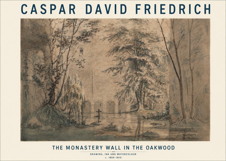 Caspar David Friedrich The Monastery Wall in the Oakwood No3 - Juliste
