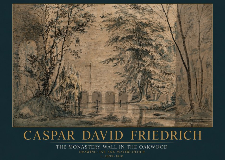 Caspar David Friedrich The Monastery Wall in the Oakwood No5 - Juliste