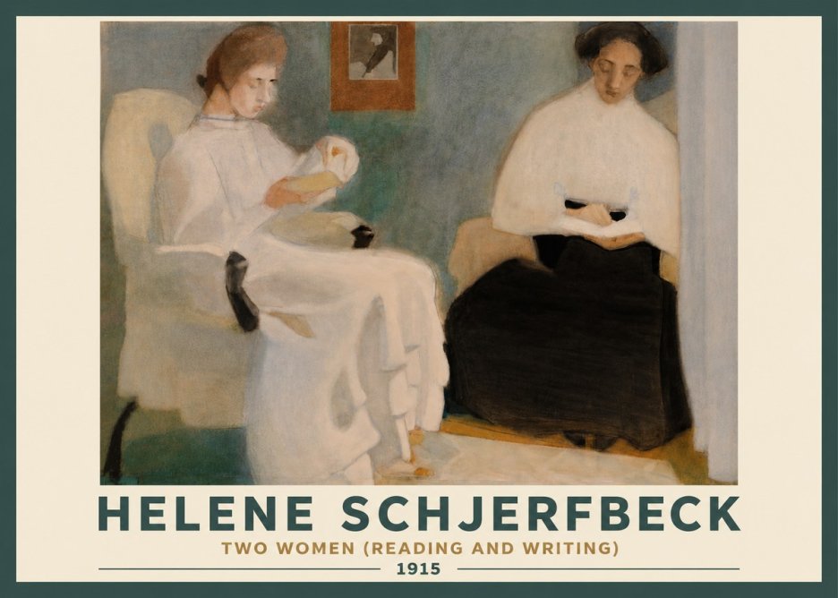 Helene Schjerfbeck Two Women (Reading and Writing) No3 - Juliste