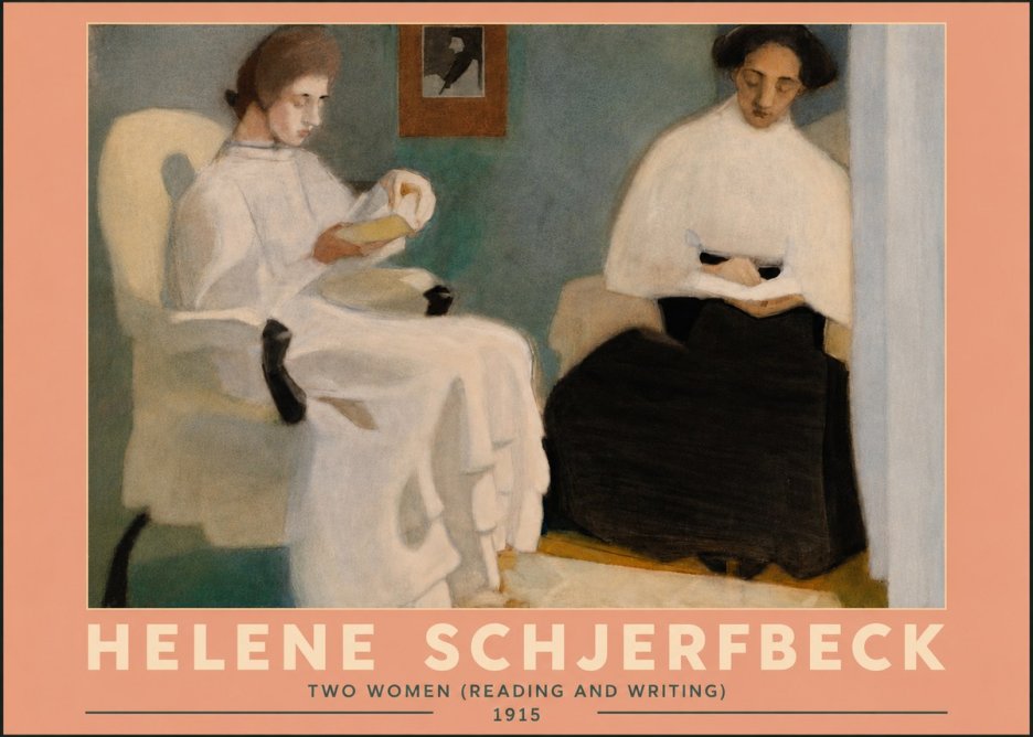 Helene Schjerfbeck Two Women (Reading and Writing) No5 - Juliste