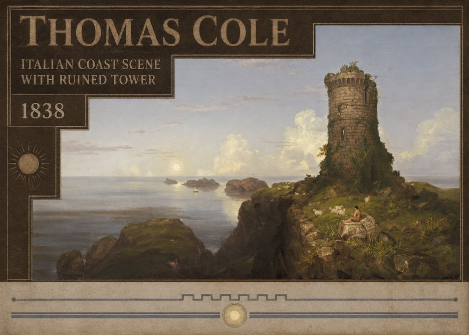 Thomas Cole Italian Coast Scene with Ruined Tower II No5 - Juliste