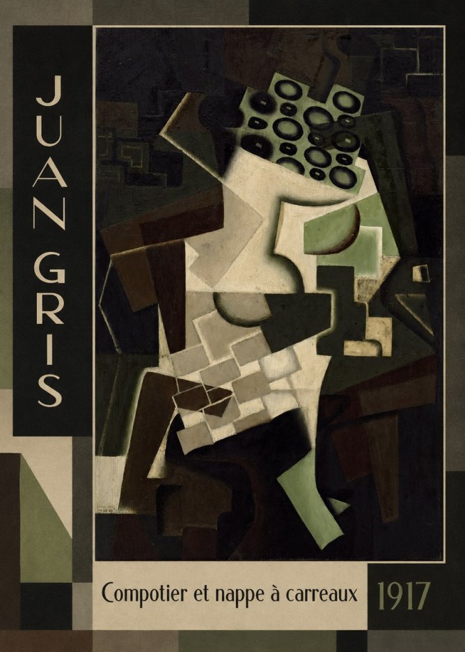 Juan Gris Compotier Et Nappe À Carreaux No1 - Juliste