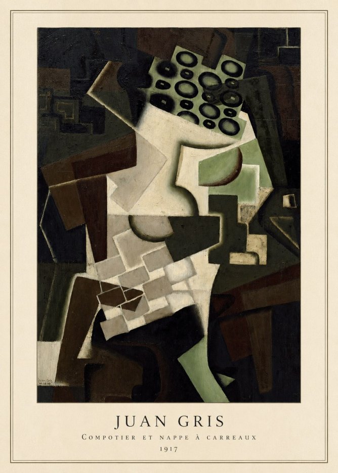 Juan Gris Compotier Et Nappe À Carreaux No4 - Juliste