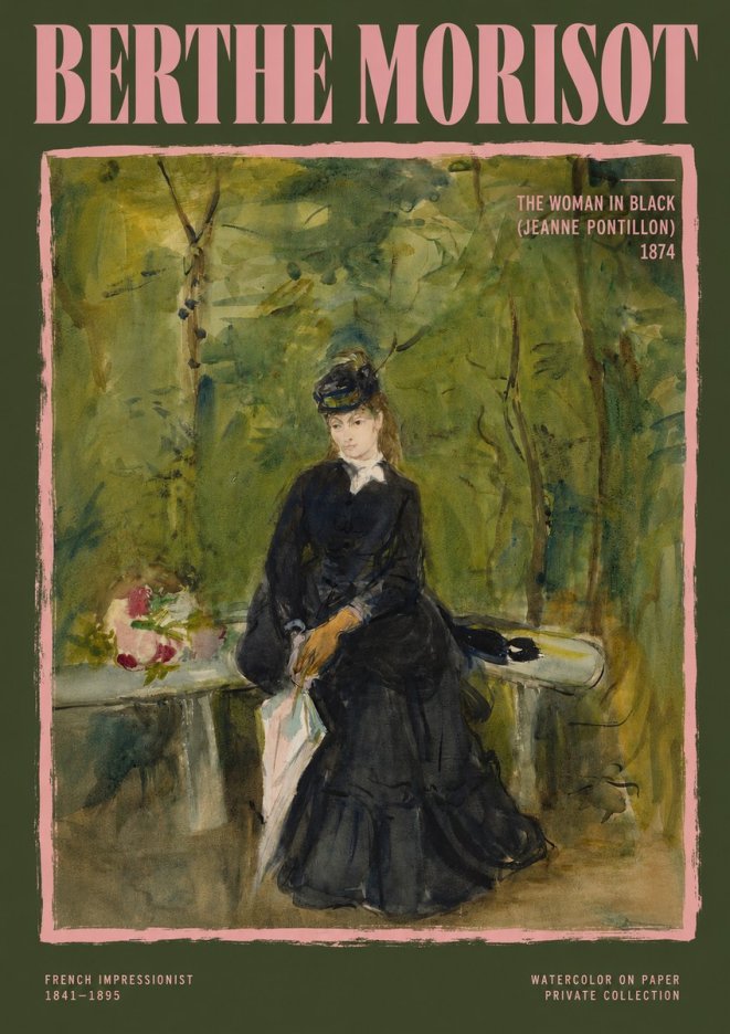 Berthe Morisot The Woman in Black (Jeanne Pontillon) No2 - Juliste