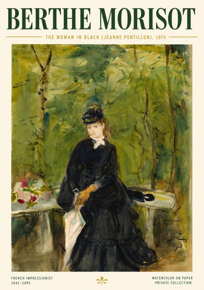 Berthe Morisot The Woman in Black (Jeanne Pontillon) No4 - Juliste