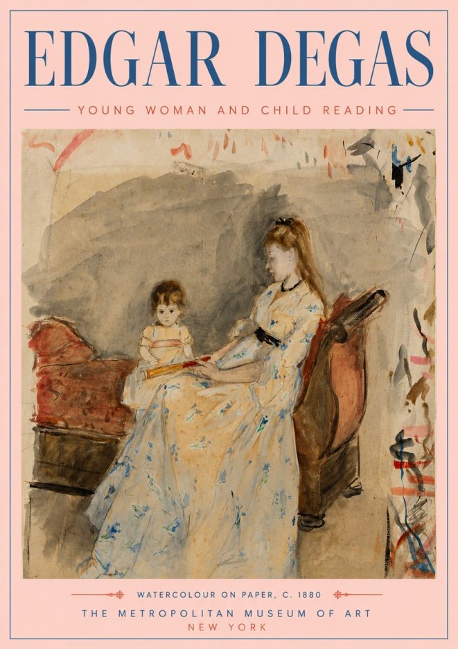 Edgar Degas Young Woman and Child Reading No5 - Juliste