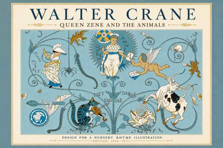 Walter Crane Queen Zene and the Animals No5 - Juliste
