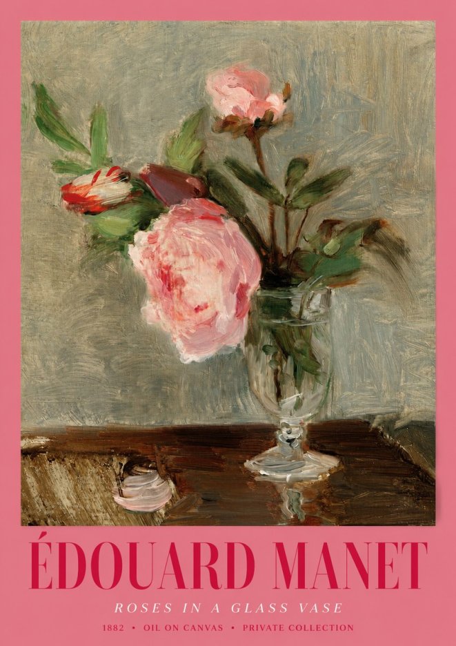 Édouard Manet Roses in a Glass Vase No2 - Juliste
