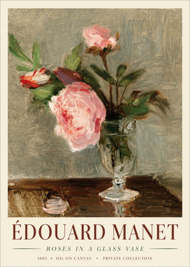 Édouard Manet Roses in a Glass Vase No4 - Juliste