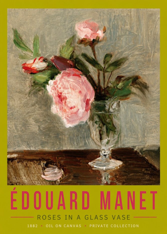 Édouard Manet Roses in a Glass Vase No5 - Juliste