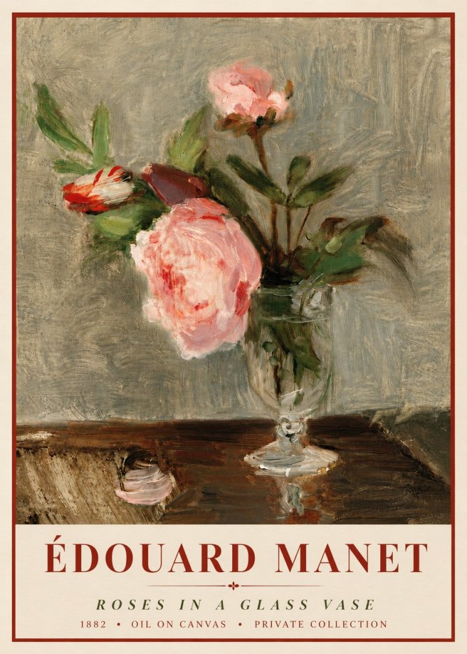 Édouard Manet Roses in a Glass Vase No6 - Juliste