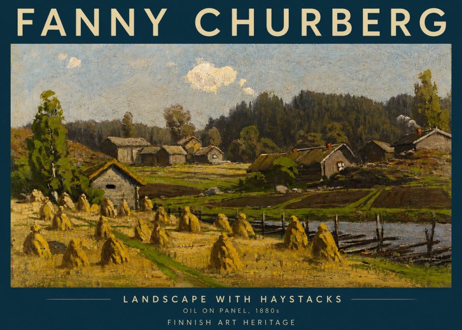 Fanny Churberg Landscape with Haystacks No5 - Juliste