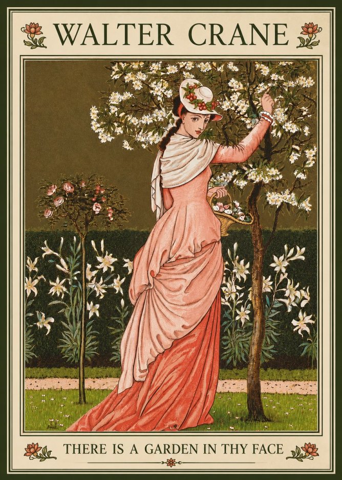Walter Crane There Is a Garden in Thy Face II No3 - Juliste