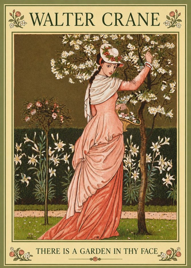 Walter Crane There Is a Garden in Thy Face II No4 - Juliste
