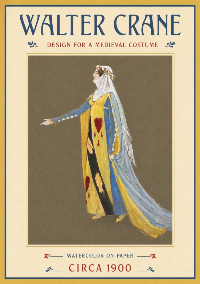 Walter Crane Design for a Medieval Costume No5 - Juliste