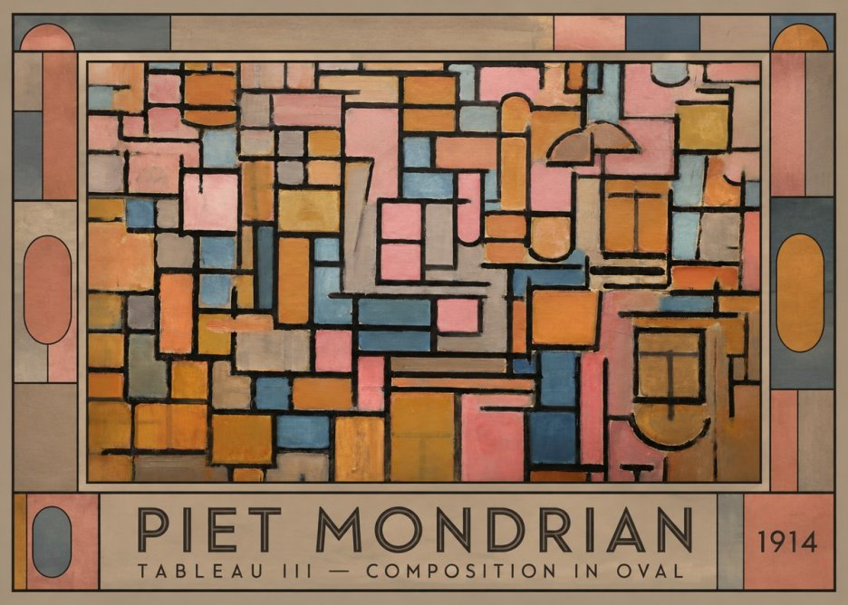 Piet Mondrian Tableau Iii — Composition in Oval No1 - Juliste