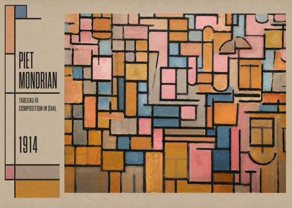 Piet Mondrian Tableau Iii — Composition in Oval No2 - Juliste