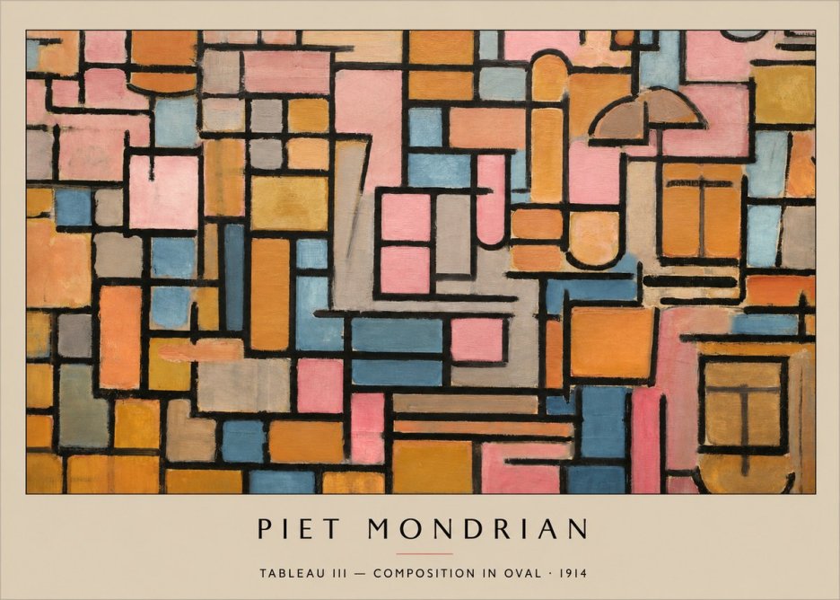 Piet Mondrian Tableau Iii — Composition in Oval No3 - Juliste