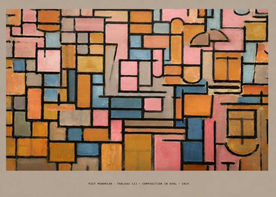 Piet Mondrian Tableau Iii — Composition in Oval No4 - Juliste