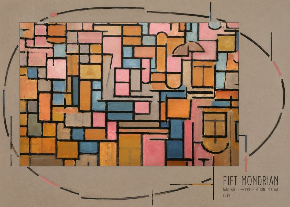 Piet Mondrian Tableau Iii — Composition in Oval No6 - Juliste
