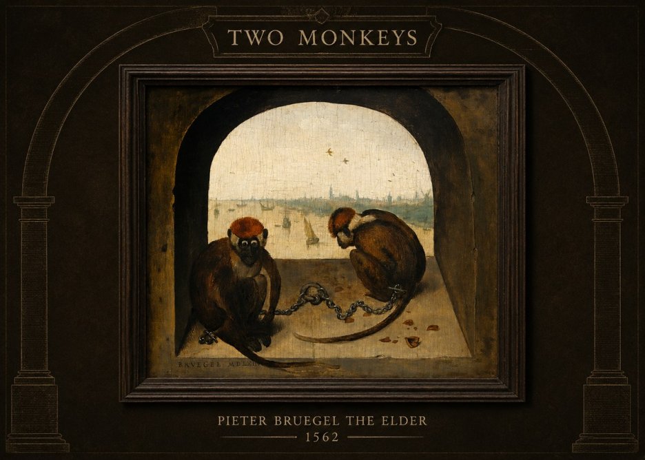 Pieter Bruegel Two Monkeys III No4 - Juliste