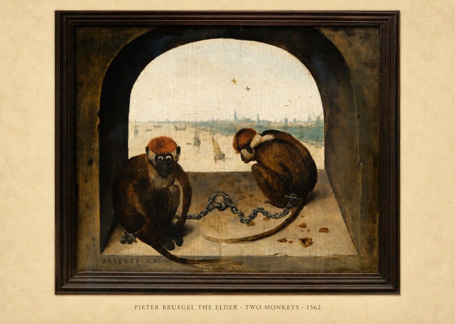 Pieter Bruegel Two Monkeys III No6 - Juliste