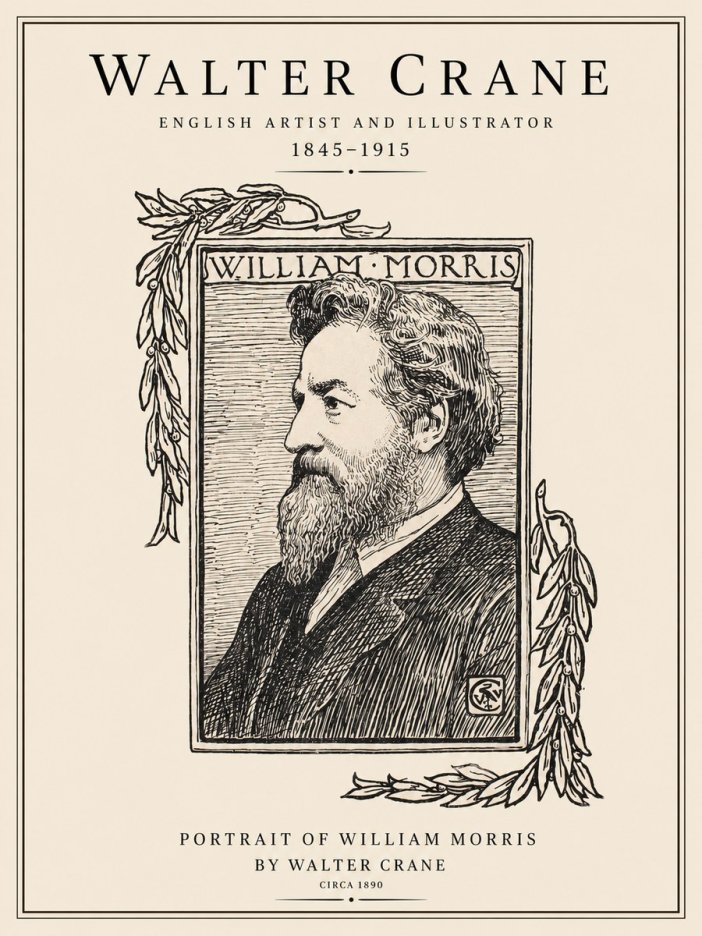Walter Crane Portrait of William Morris No1 - Juliste