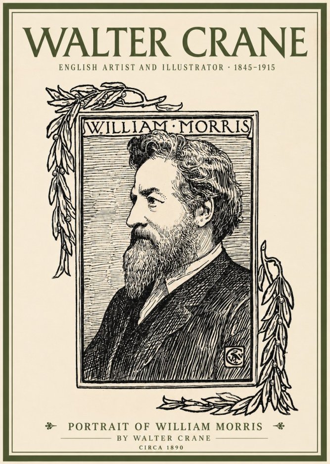Walter Crane Portrait of William Morris No2 - Juliste