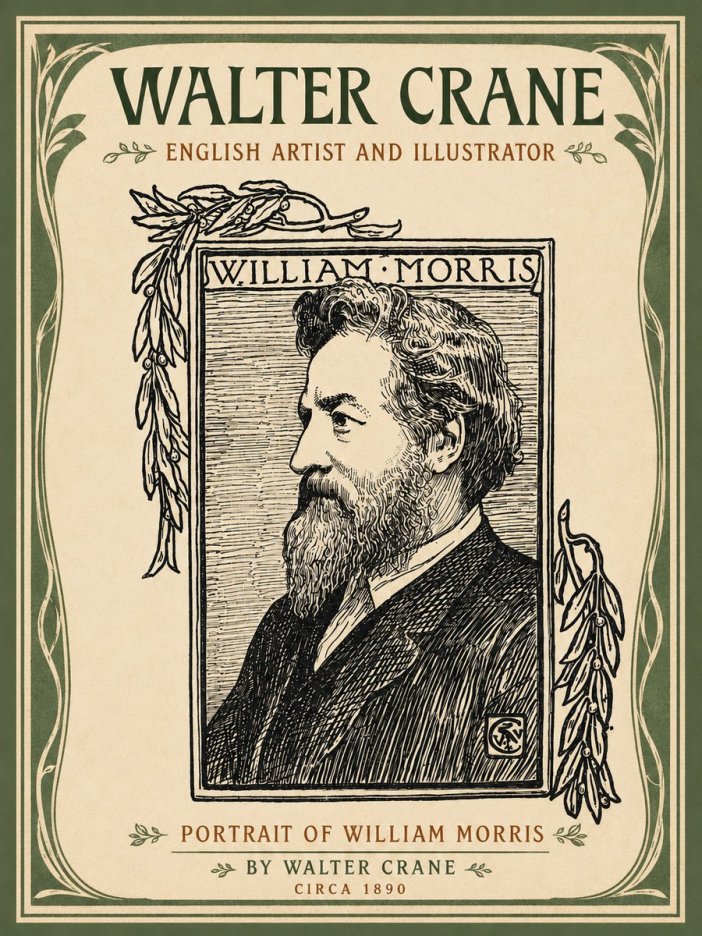 Walter Crane Portrait of William Morris No4 - Juliste