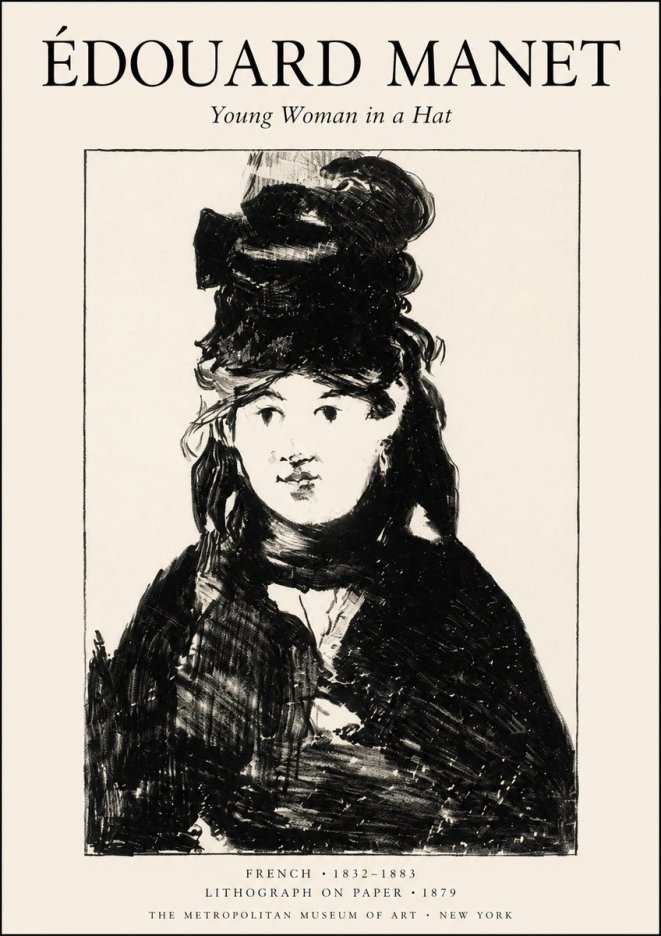 Édouard Manet Young Woman in a Hat II No1 - Juliste