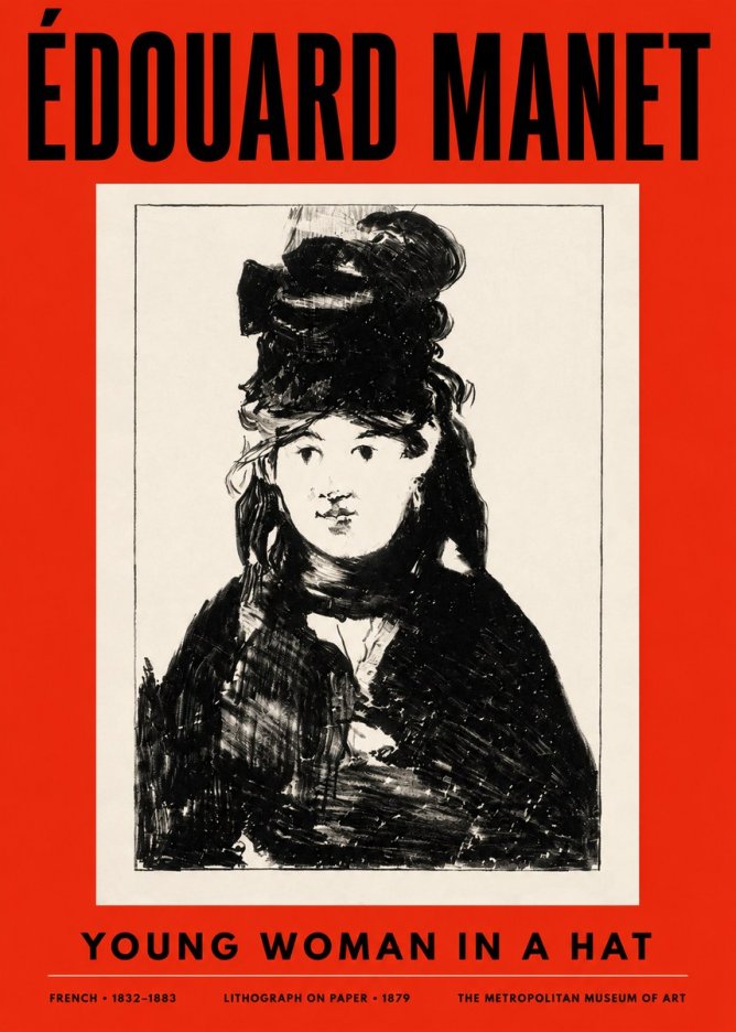 Édouard Manet Young Woman in a Hat II No2 - Juliste