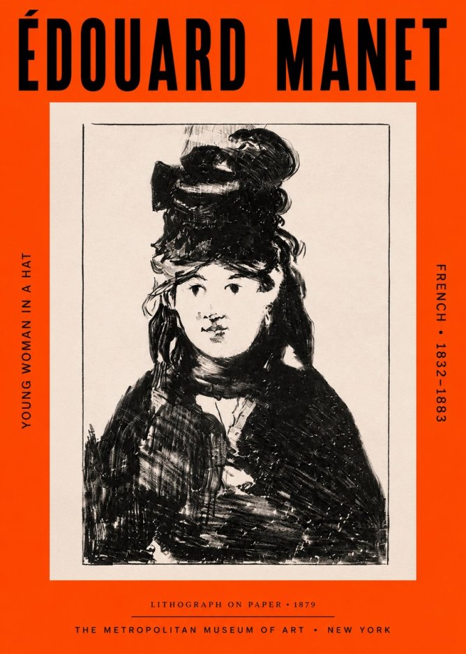 Édouard Manet Young Woman in a Hat II No3 - Juliste