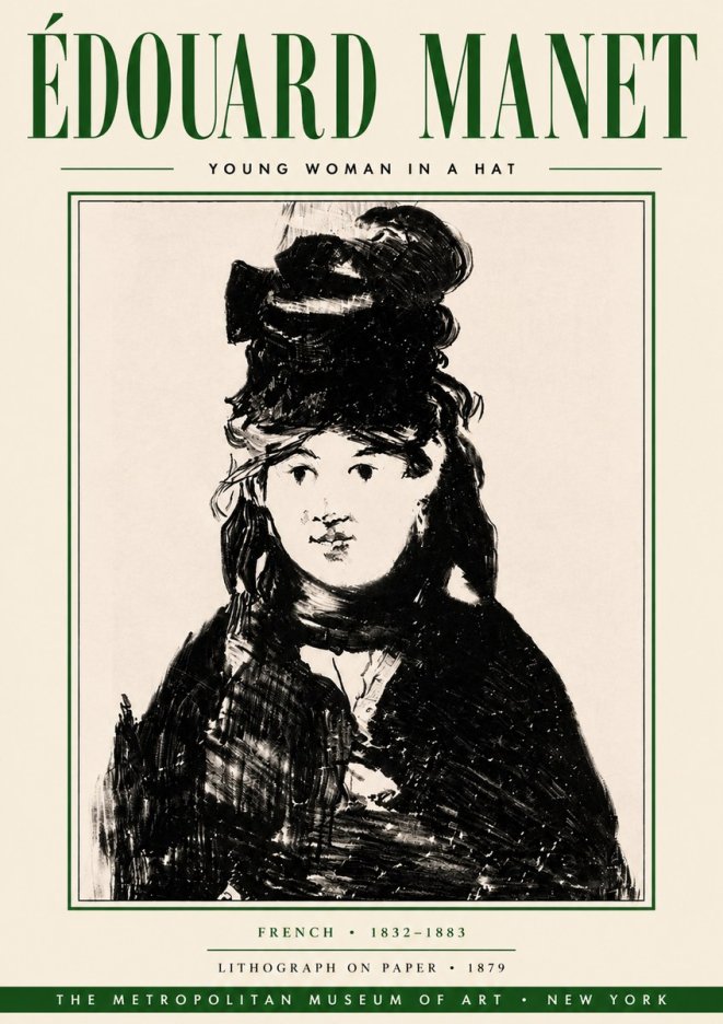 Édouard Manet Young Woman in a Hat II No6 - Juliste