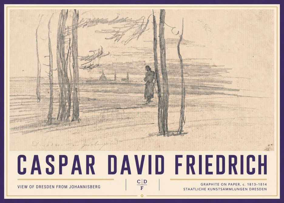Caspar David Friedrich View of Dresden from Johannisberg No4 - Juliste
