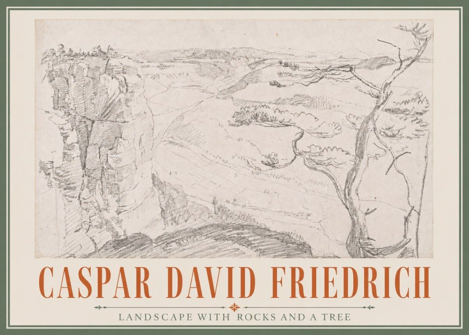 Caspar David Friedrich Landscape with Rocks and a Tree No3 - Juliste