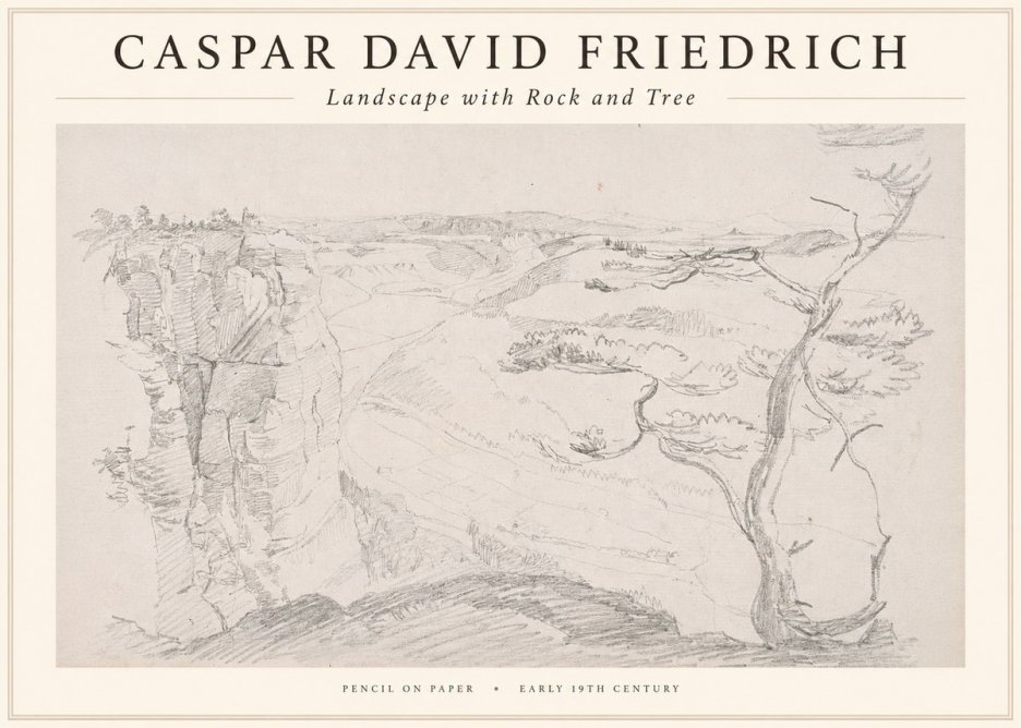 Caspar David Friedrich Landscape with Rocks and a Tree No4 - Juliste