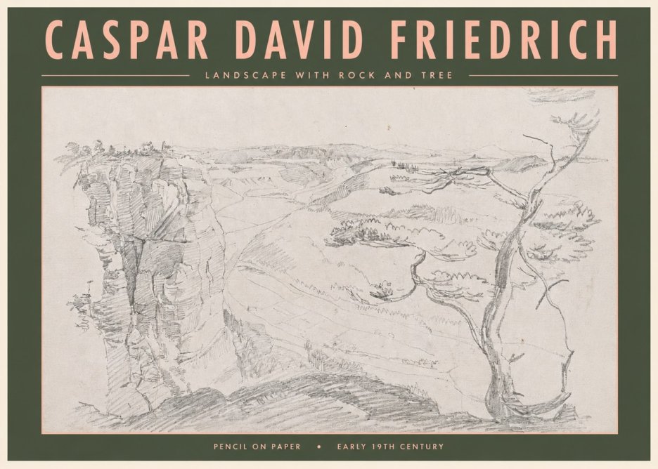 Caspar David Friedrich Landscape with Rocks and a Tree No5 - Juliste