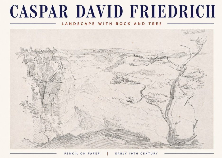 Caspar David Friedrich Landscape with Rocks and a Tree No6 - Juliste