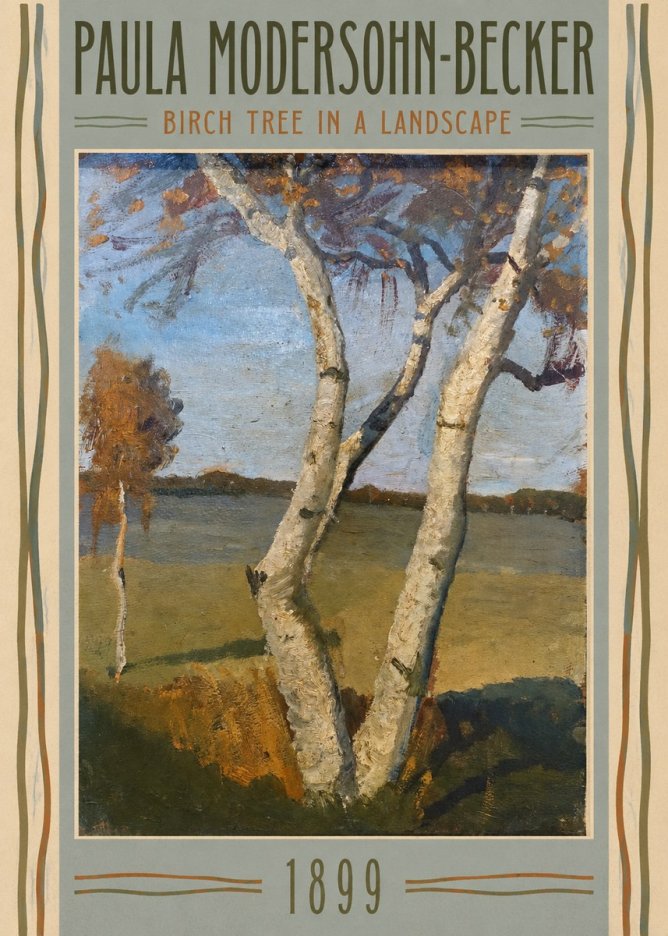 Paula Modersohn-Becker Birch Tree in a Landscape No3 - Juliste