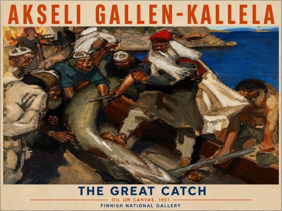Akseli Gallen-Kallela The Great Catch No6 - Juliste
