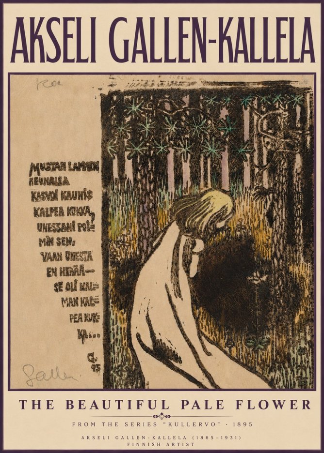 Akseli Gallen-Kallela The Beautiful Pale Flower No3 - Juliste