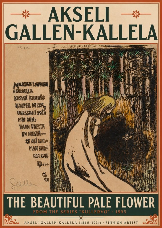 Akseli Gallen-Kallela The Beautiful Pale Flower No4 - Juliste