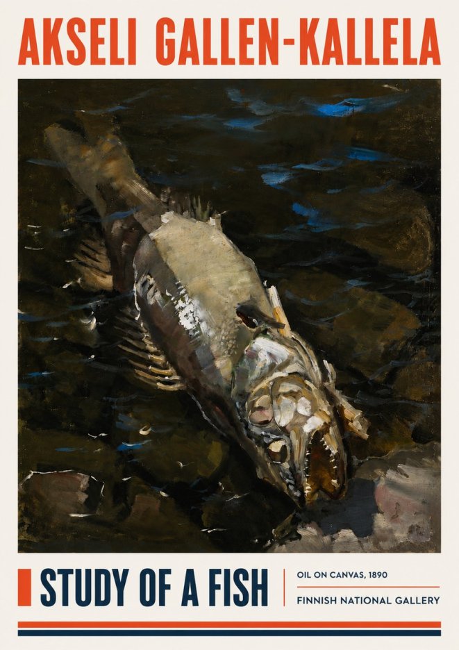 Akseli Gallen-Kallela Study of a Fish No4 - Juliste
