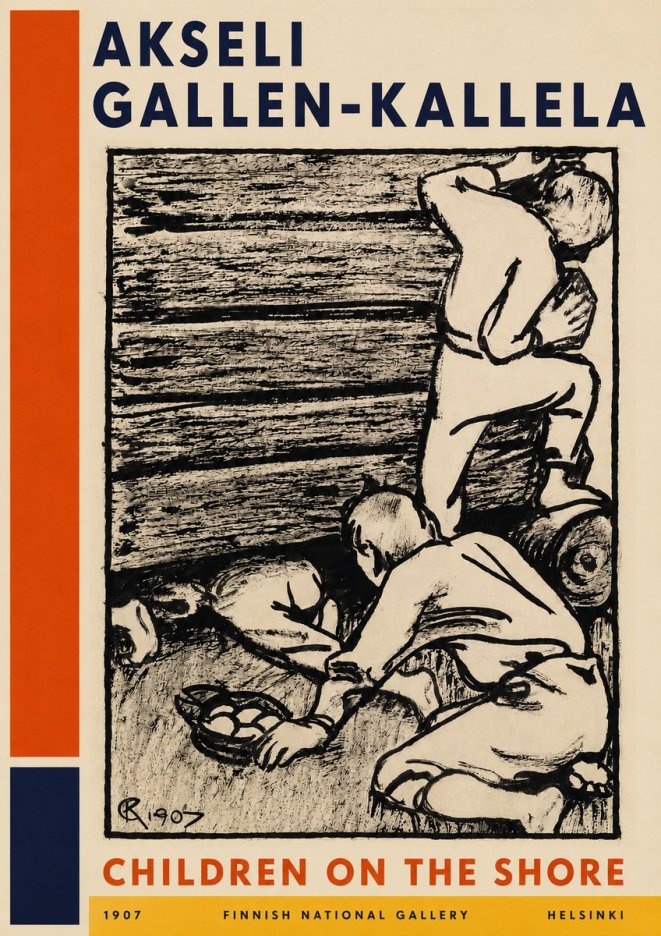 Akseli Gallen-Kallela Children on the Shore No4 - Juliste