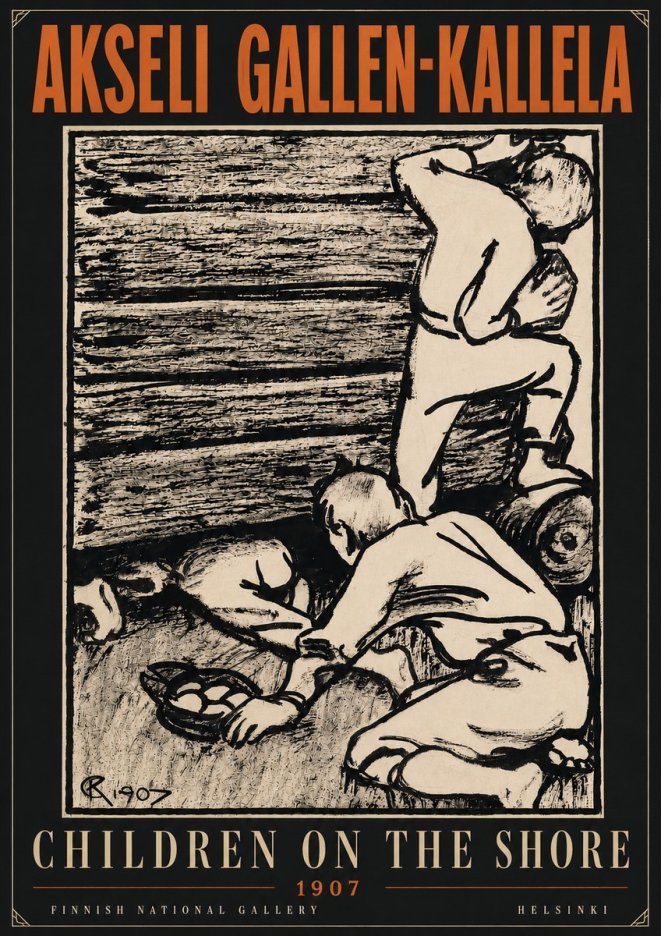 Akseli Gallen-Kallela Children on the Shore No6 - Juliste