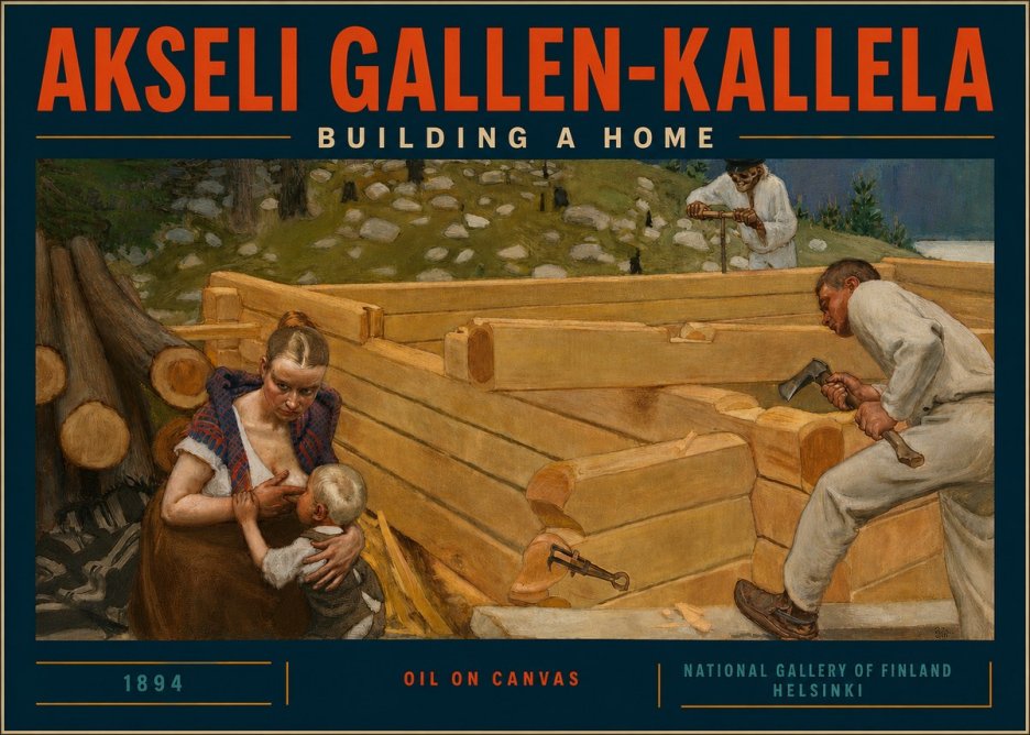 Akseli Gallen-Kallela Building a Home No5 - Juliste